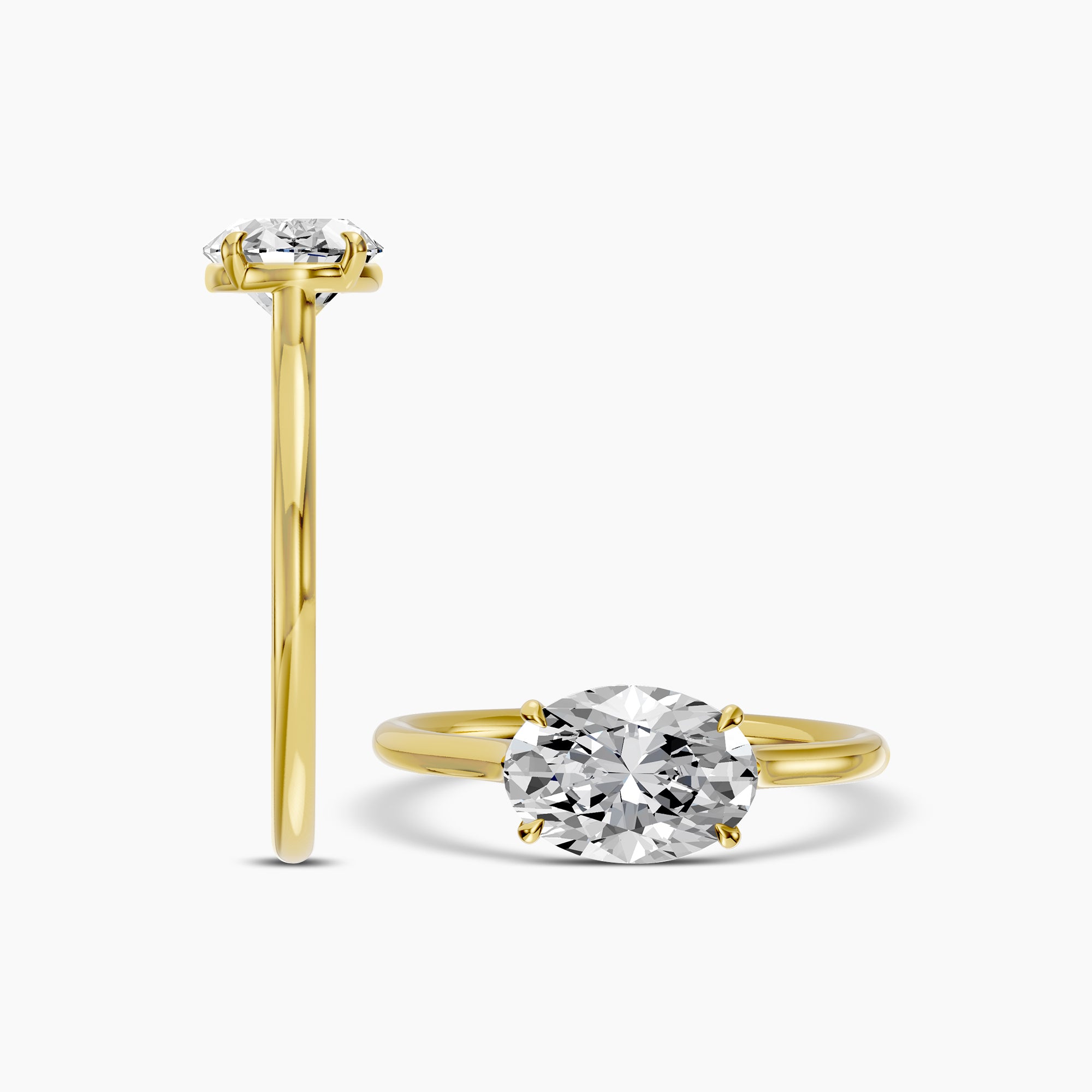 14KY 2.00 Ctw Classic Lab Grown Diamond East-West Oval 4 Prong Set Ring IGI-