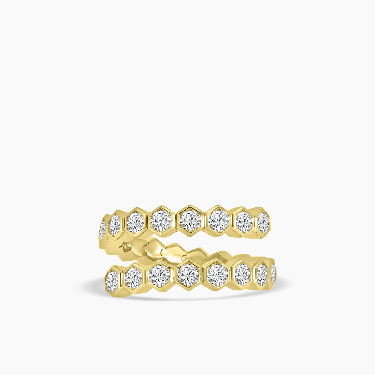 14KY Classic Bezel Set 2.25 Ctw Spring Wrap Diamond Ring