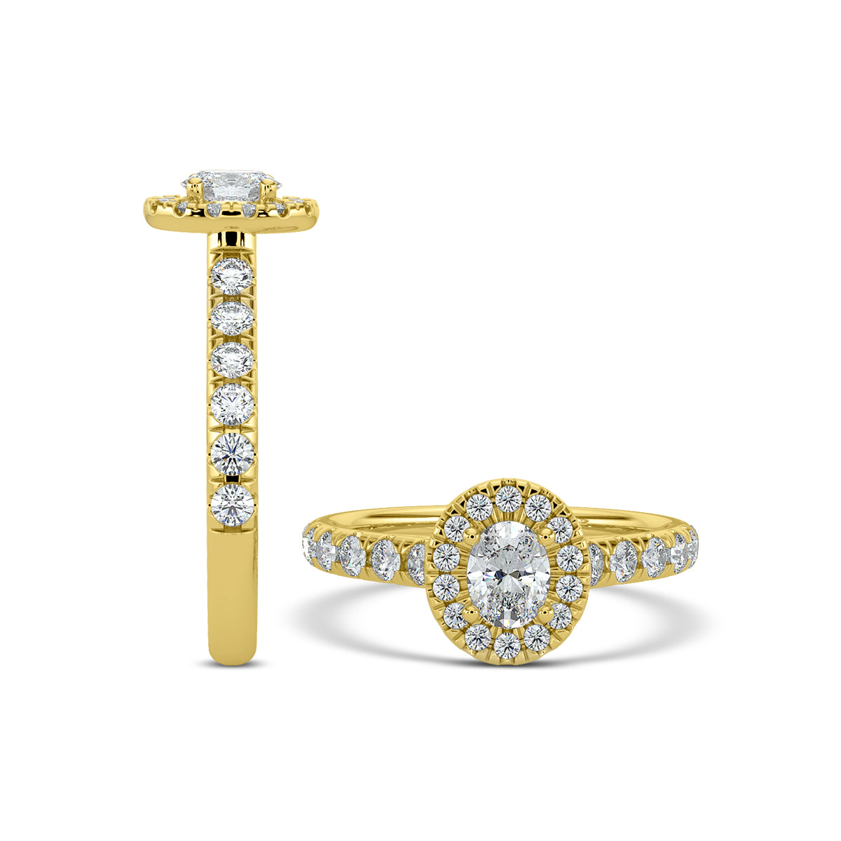 .63 Ctw Semi Mount Classic Halo Diamond Engagement Ring (0.33 Ctw Oval Center)