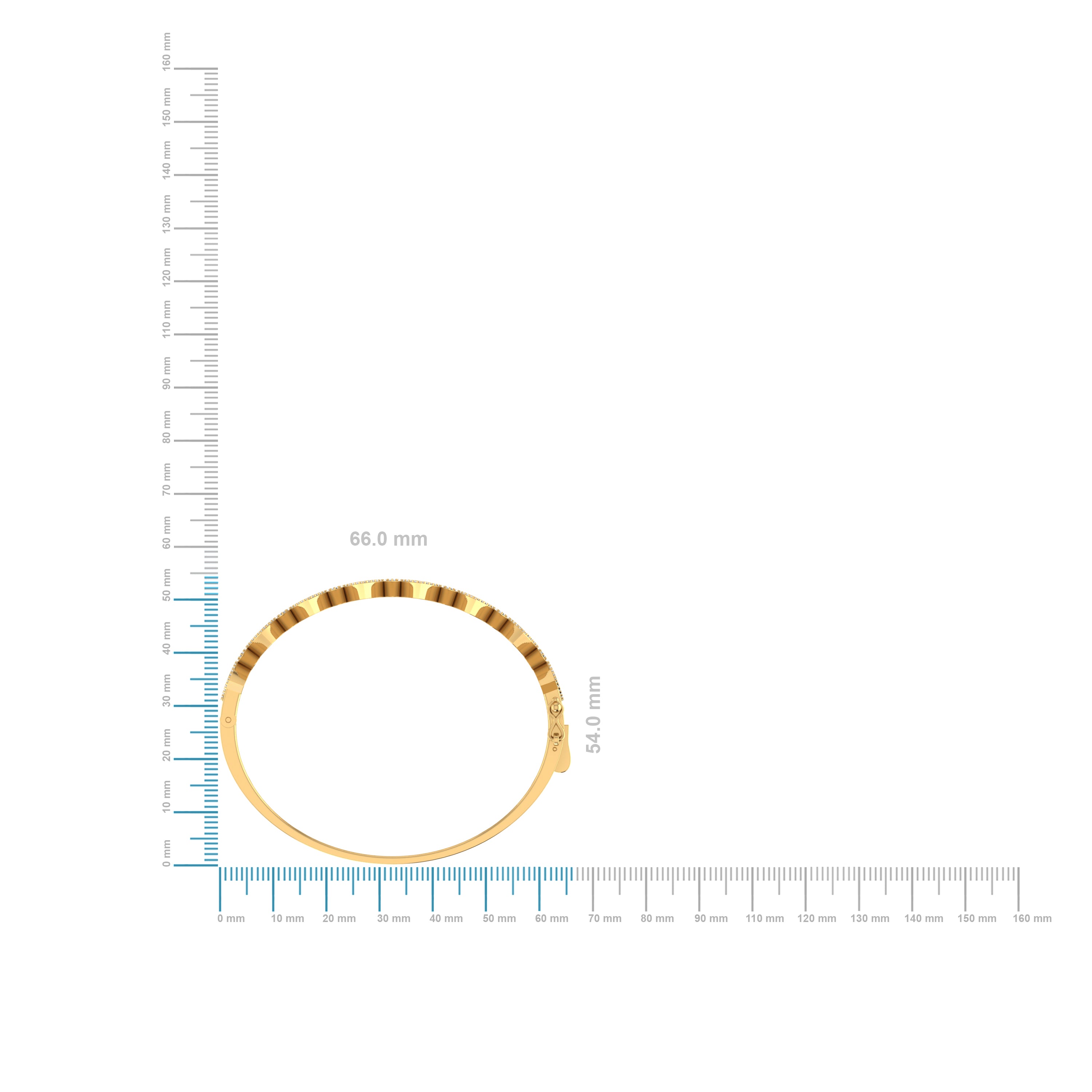 10K Yellow Gold Round Baguette Diamond Heart Designer Bangle Bracelet 1 Cttw