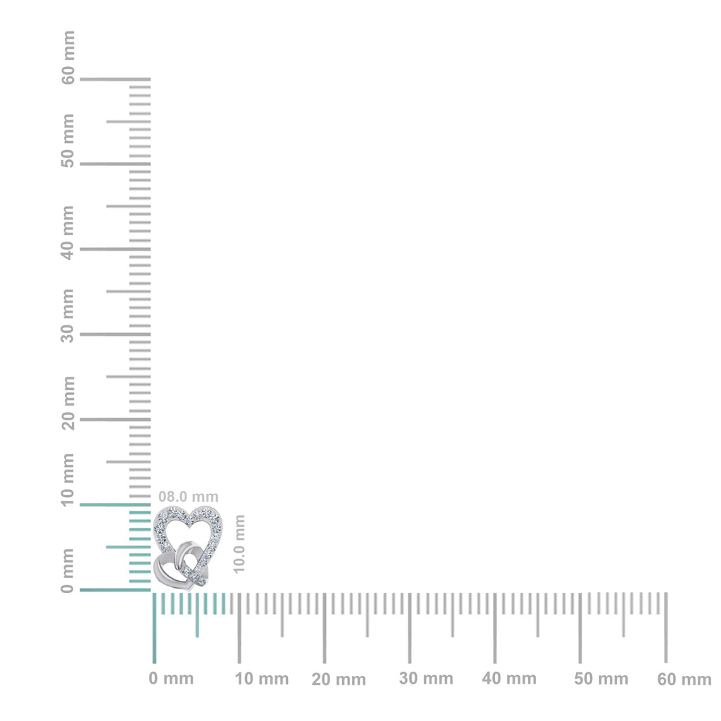 10K White Gold Double Heart Designer Earrings 1/5 Cttw
