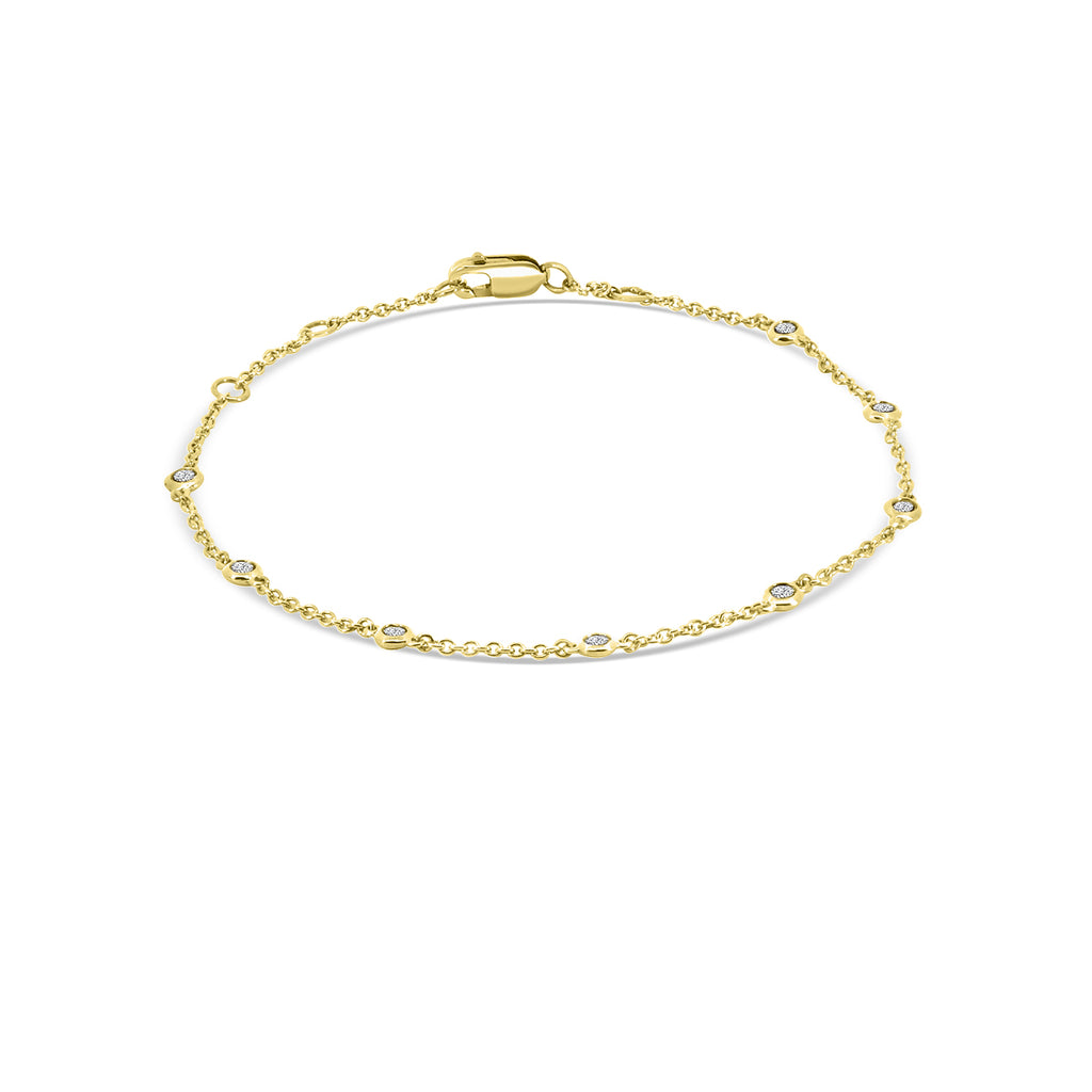 0.25 Ctw Diamond Station Bracelet with 8 Stones