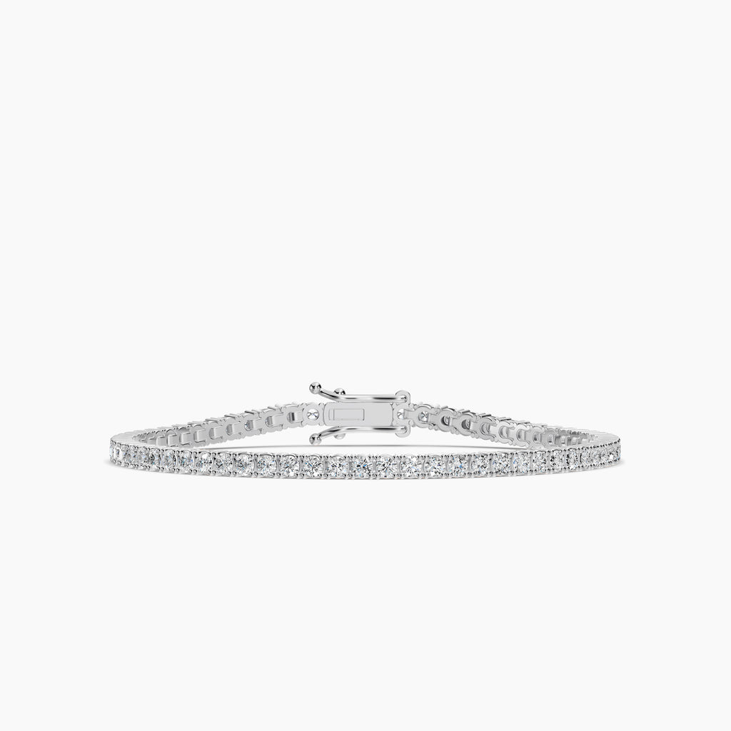 14KW Classic Standard 4 Prong 3.00 Ctw Diamond Tennis Bracelet