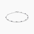 14KW 0.25 CTW Bezel Set Diamond and Sapphire Station Bracelet