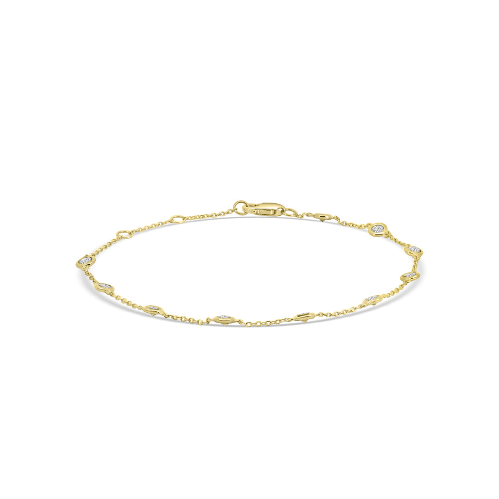 14KR 0.50 Ctw Diamond by Yard Bracelet with 10 STN