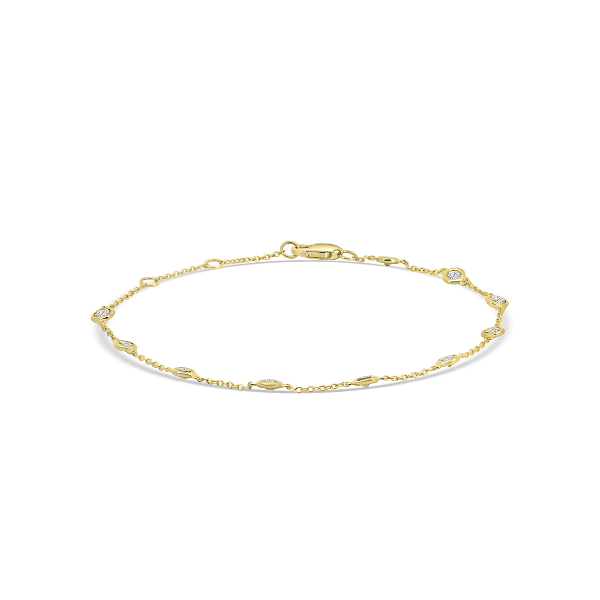 14KR 0.50 Ctw Diamond by Yard Bracelet with 10 STN