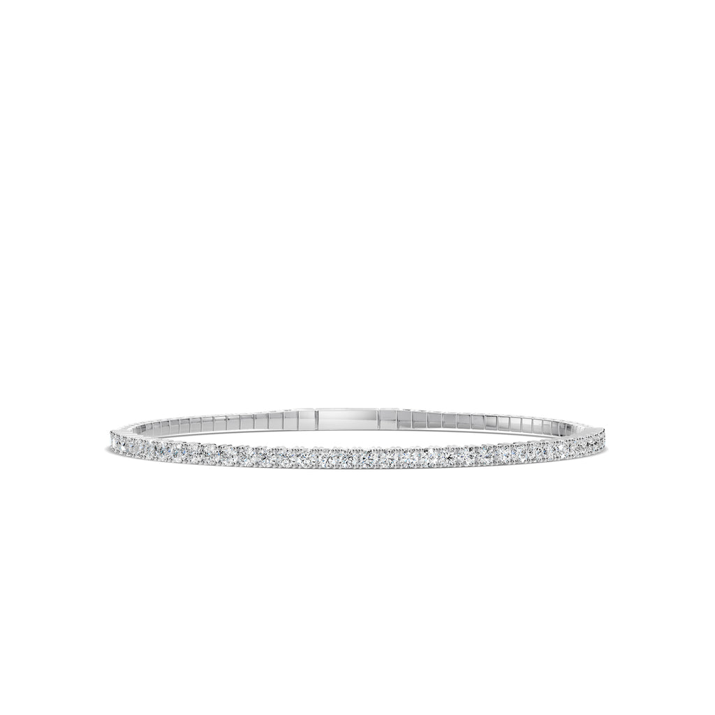 14KY Classic 4 Prong 2.10 Ctw Flex Diamond Bangle Bracelet