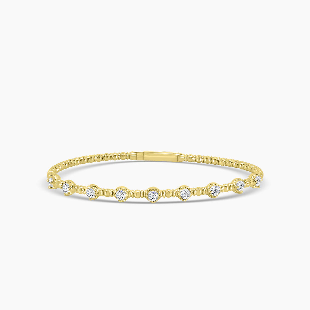 14KY Classic 4 Prong 1.00 Ctw Flex Diamond Bangle Bracelet