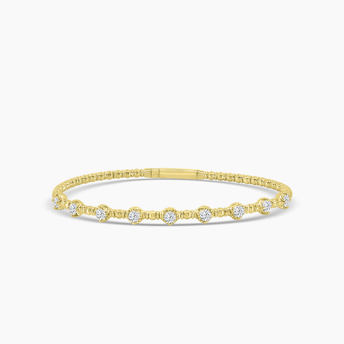 14KY Classic 4 Prong 1.00 Ctw Flex Diamond Bangle Bracelet