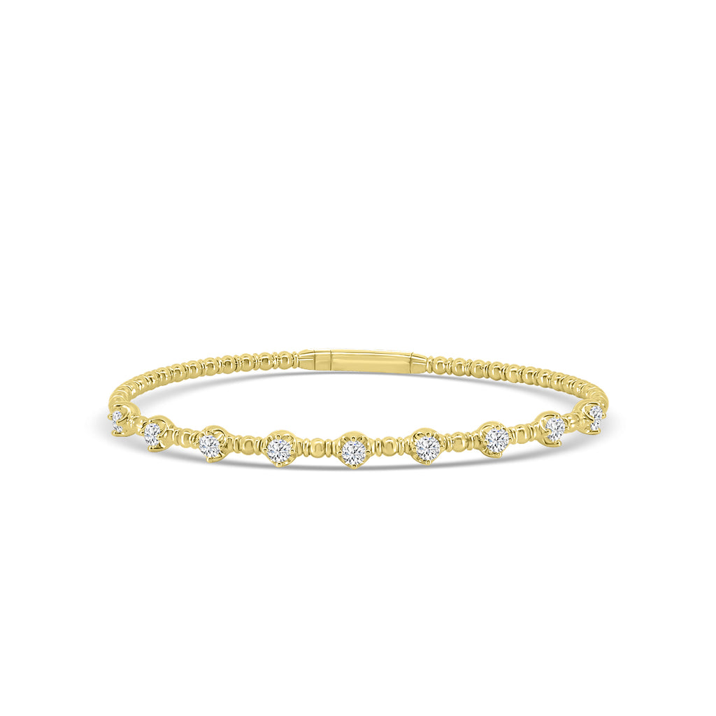 14KY Classic 4 Prong 1.00 Ctw Flex Diamond Bangle Bracelet