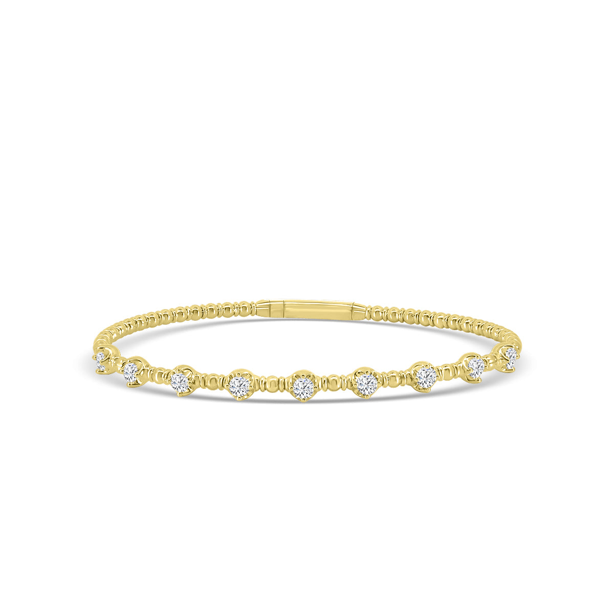 14KY Classic 4 Prong 1.00 Ctw Flex Diamond Bangle Bracelet