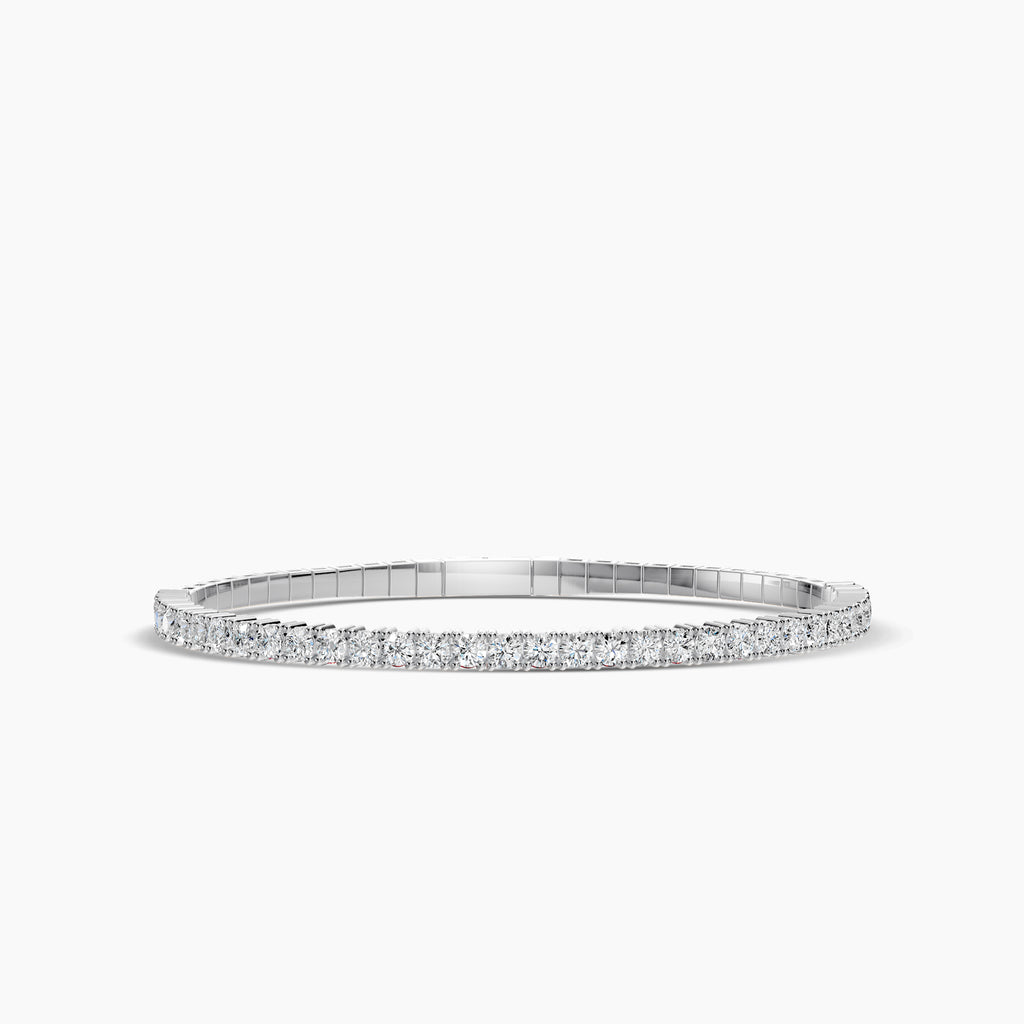 14KW Classic 4 Prong 3.20 Ctw Flex Diamond Bangle Bracelet