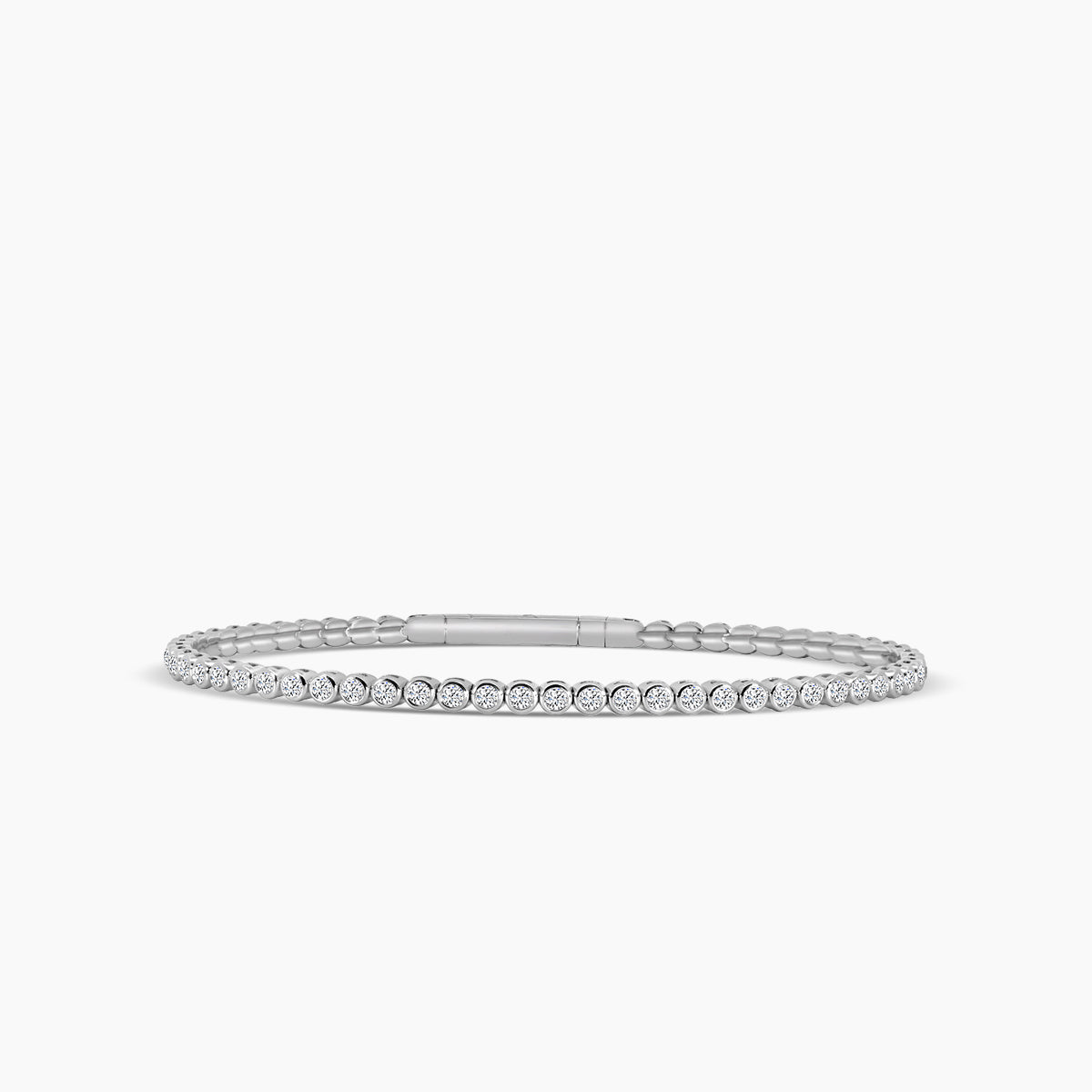 14KW Classic Bezel set 1.30 Ctw Flex Diamond Bangle Bracelet