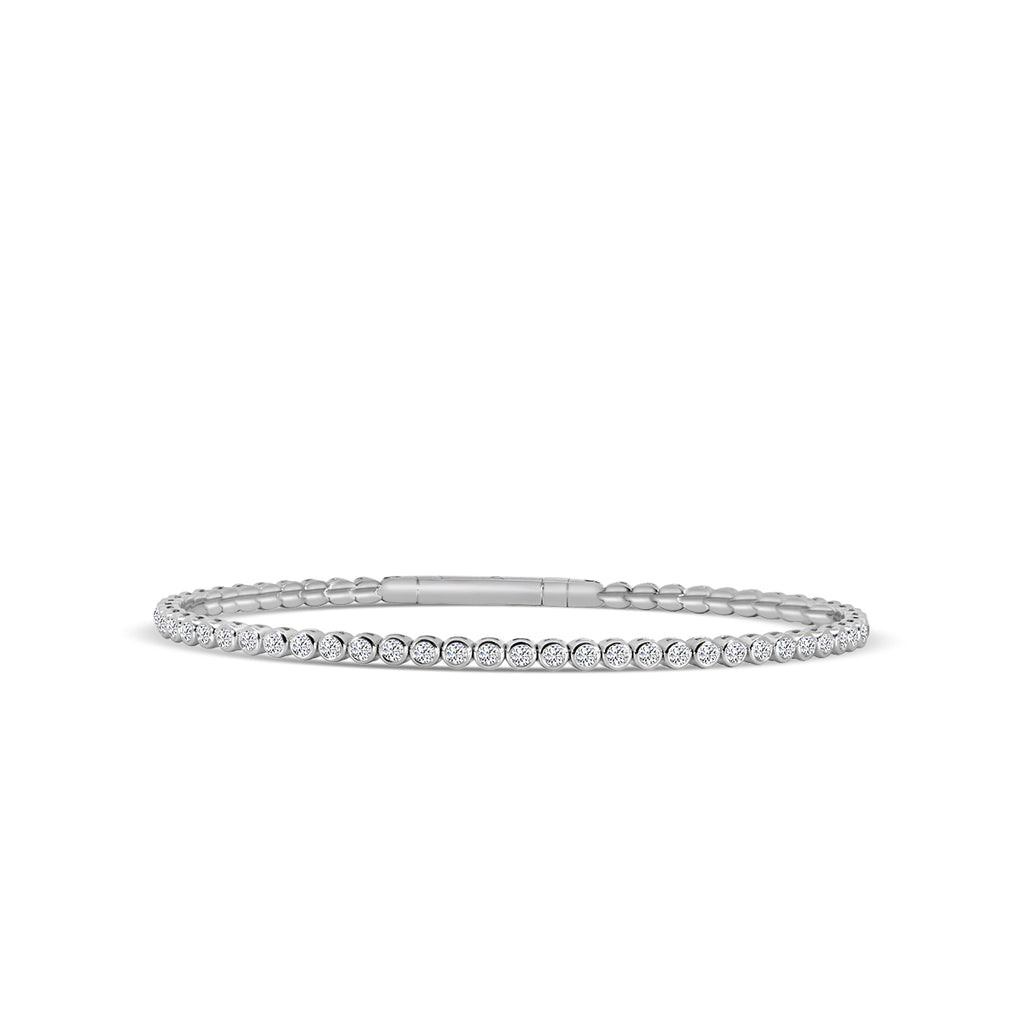 14KW Classic Bezel set 1.30 Ctw Flex Diamond Bangle Bracelet
