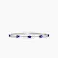 14KW Classic 4 Prong 0.68 Ctw Flex Diamond Bangle Bracelet with Oval 7X5 Sapphire