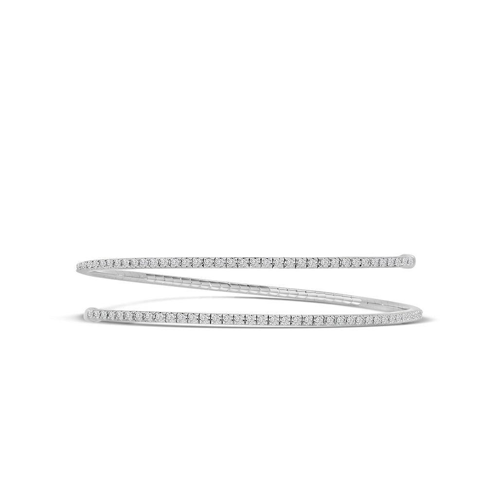 14KW Classic 4 Prong 2.75 Ctw Spring Wrap Diamond Bangle Bracelet