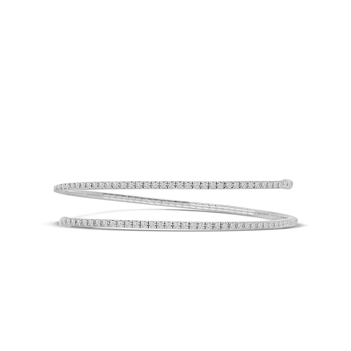 14KW Classic 4 Prong 2.75 Ctw Spring Wrap Diamond Bangle Bracelet