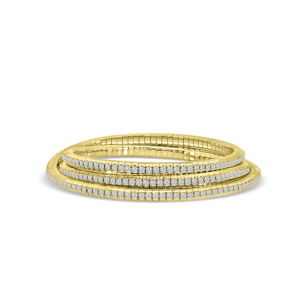 14KY Classic 4 Prong 5.65 Ctw Spring Wrap Diamond Bangle Bracelet