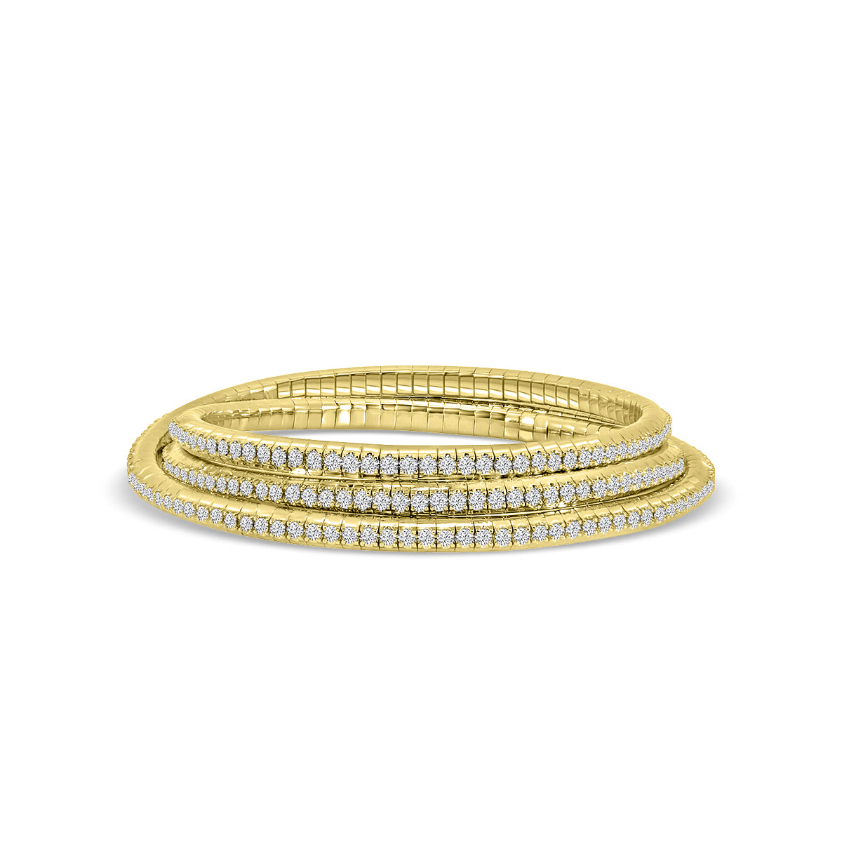 14KY Classic 4 Prong 5.65 Ctw Spring Wrap Diamond Bangle Bracelet