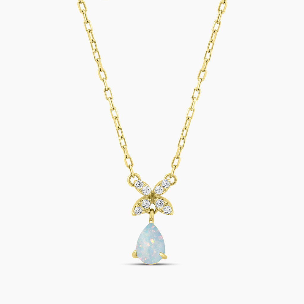10KY 1/20 CTW FASHION PENDANT W/OPAL W/J & CHAIN