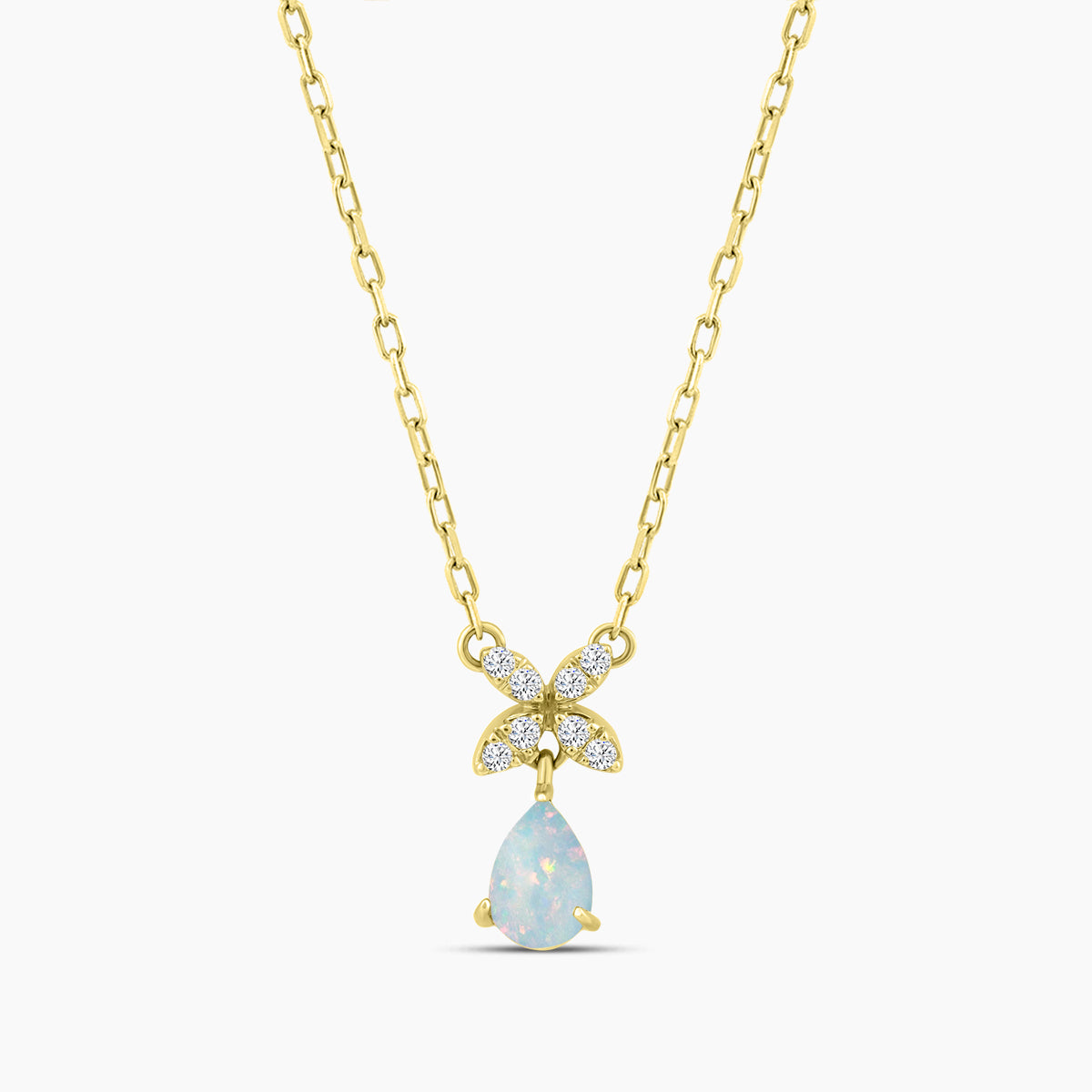 10KY 1/20 CTW FASHION PENDANT W/OPAL W/J & CHAIN