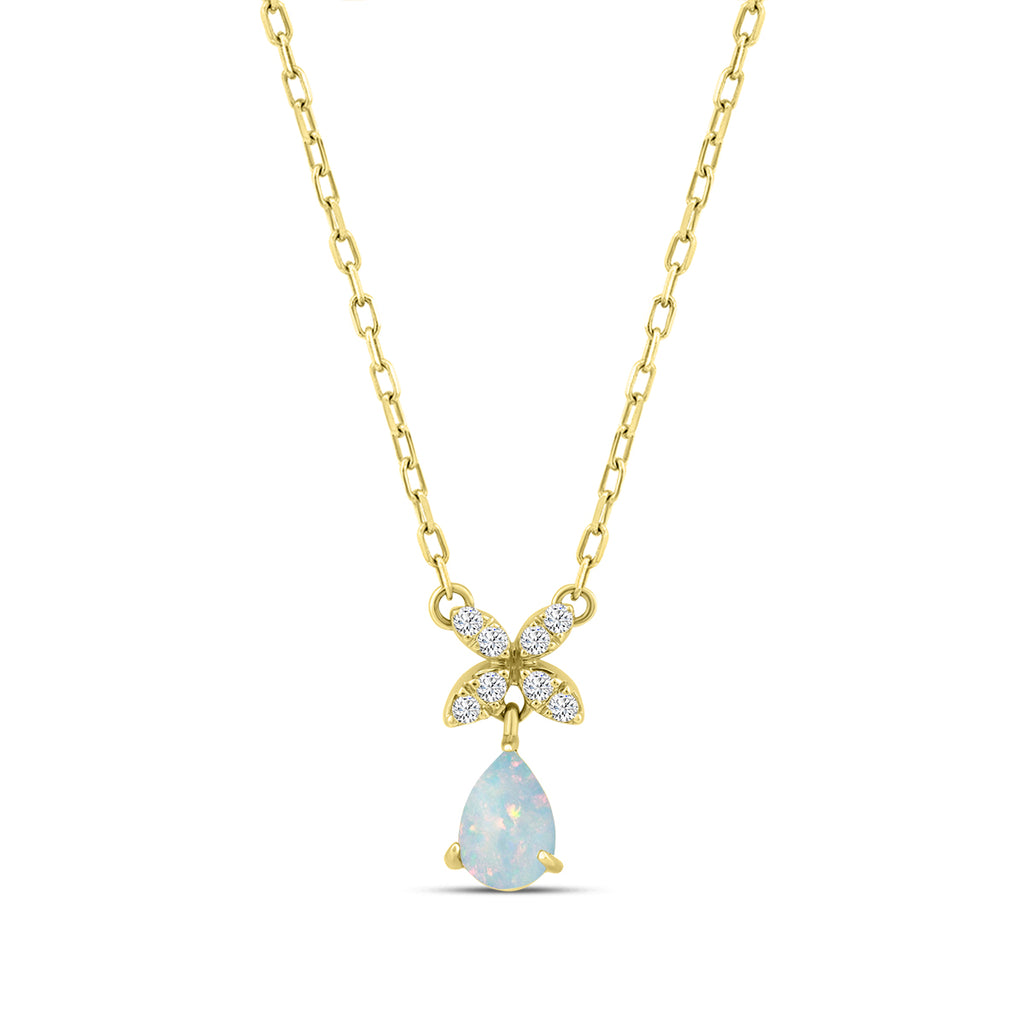 10KY 1/20 CTW FASHION PENDANT W/OPAL W/J & CHAIN