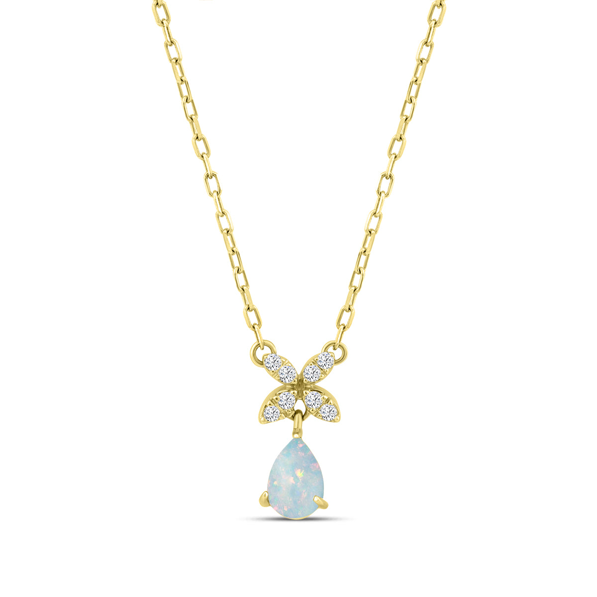 10KY 1/20 CTW FASHION PENDANT W/OPAL W/J & CHAIN