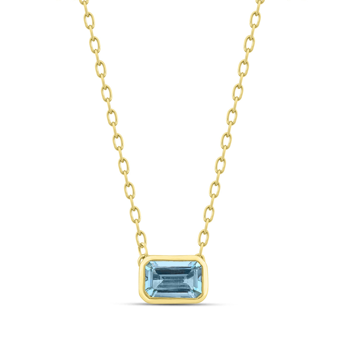 10KY FASHION PENDANT W/AQ W/CHAIN