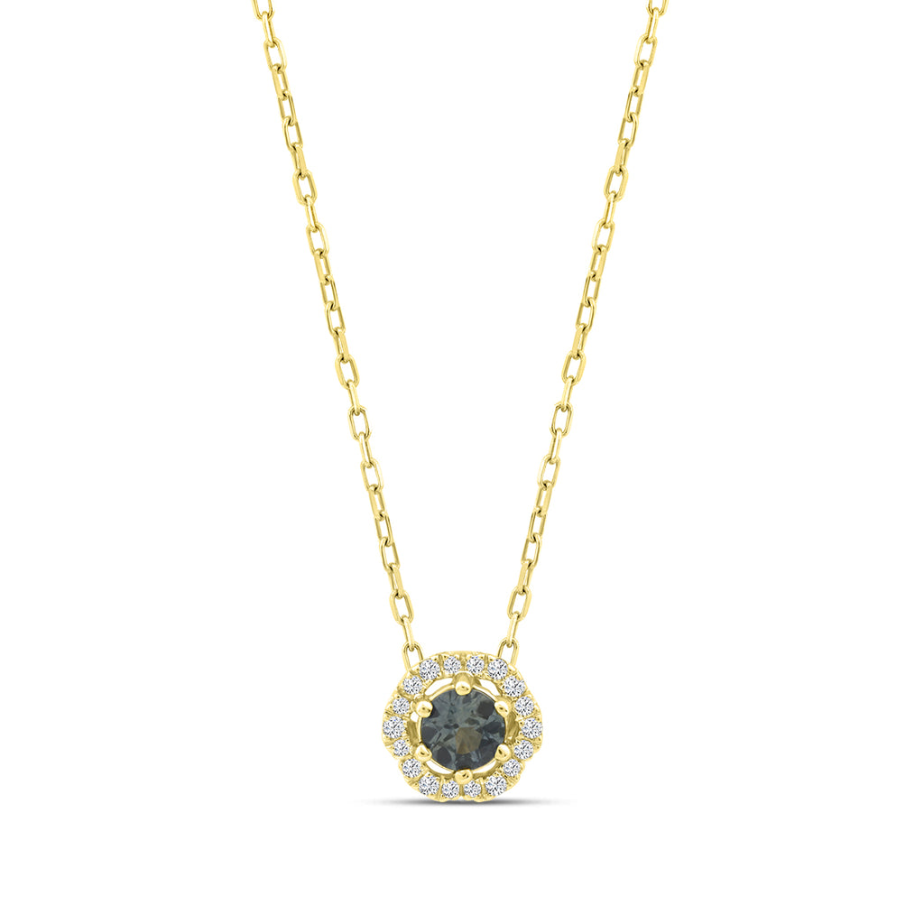 10KY 1/20 CTW RD FASHION PENDANT WITH CTR RD MONTANA SAPH &JB&SC