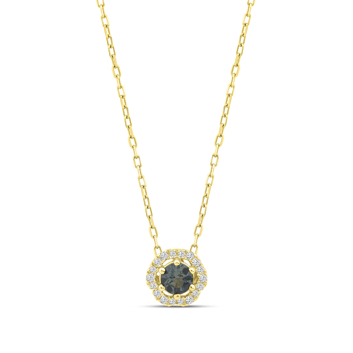 10KY 1/20 CTW RD FASHION PENDANT WITH CTR RD MONTANA SAPH &JB&SC