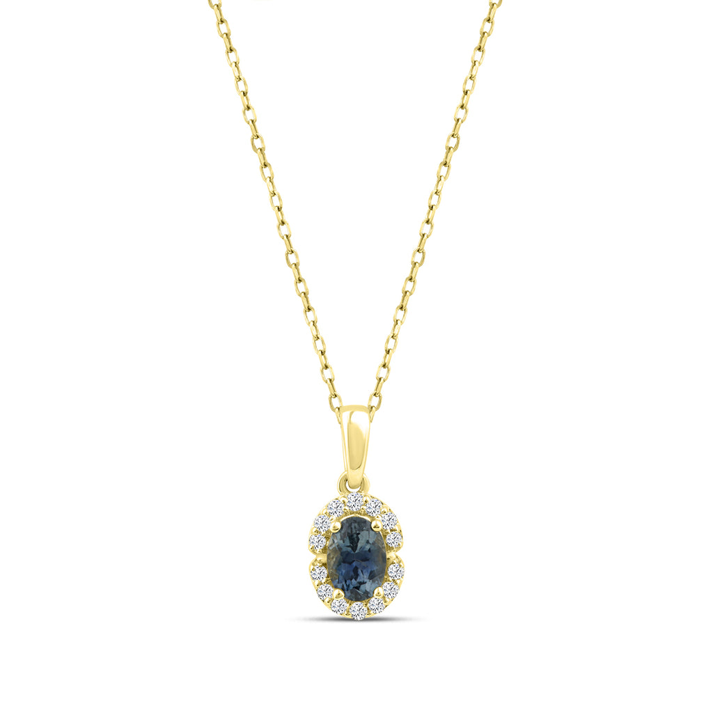 10KY 1/10 CTW RD FASHION PENDANT WITH CTR OV MONTANA SAPH &JB&SC