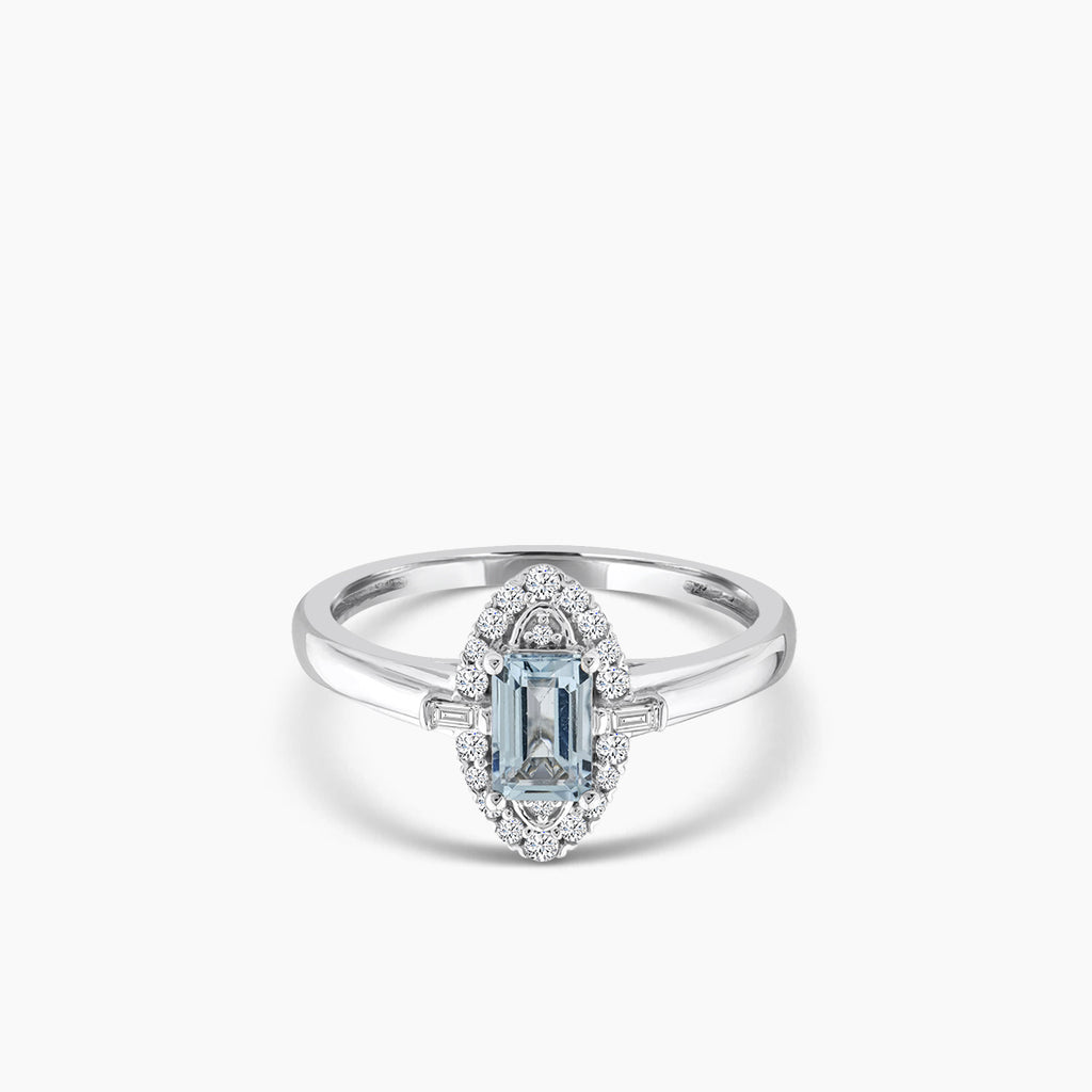 10KW 1/6 CTW RD ENGAGEMENT RING W/EME AQUAMARINE