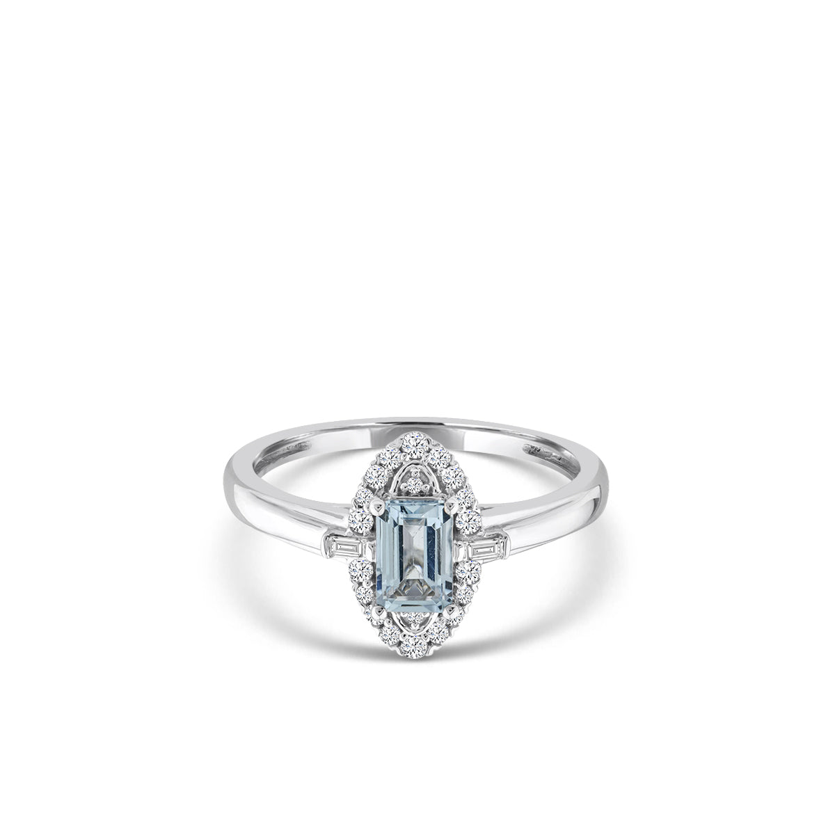 10KW 1/6 CTW RD ENGAGEMENT RING W/EME AQUAMARINE