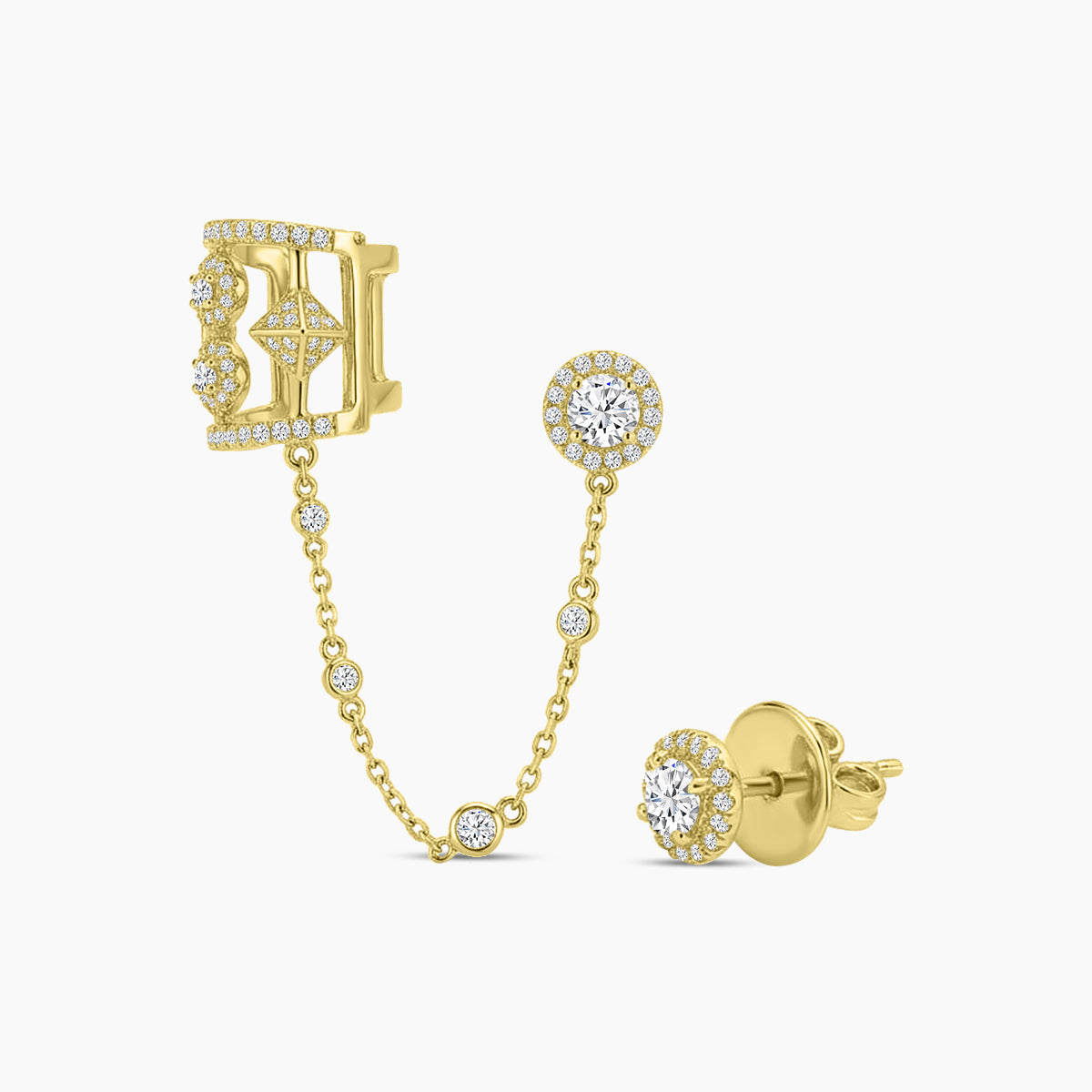 18KY 1.032 CTW DIAMOND AVVENTURA EARRINGS (95RD-0.49,2RD-0.54)