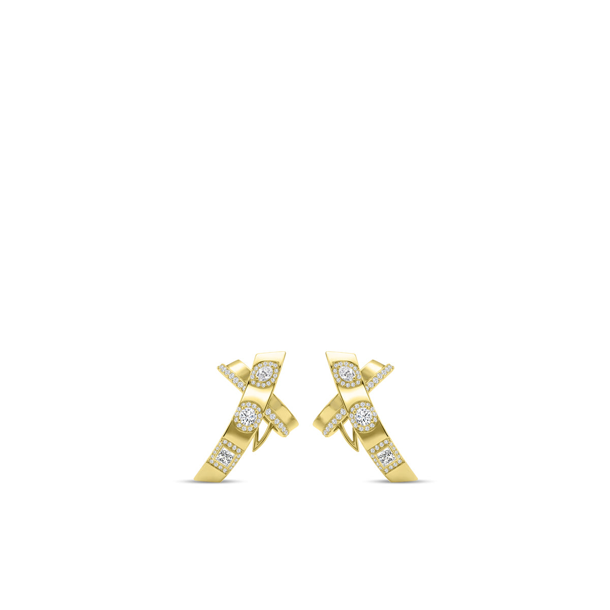 18KY 0.76 CTW DIAMOND ROCK EARRINGS (109RD-0.26,2RD-0.17,,1MQ-0.06,1OV-0.09,1PC-0.11,1PS-0.08)