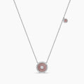 18KW 0.14 CTW DIAMOND COCO NECKLACE WITH PINK QUARTIZITE (1RD-0.14,PQ-01.05,PQ-1.00)