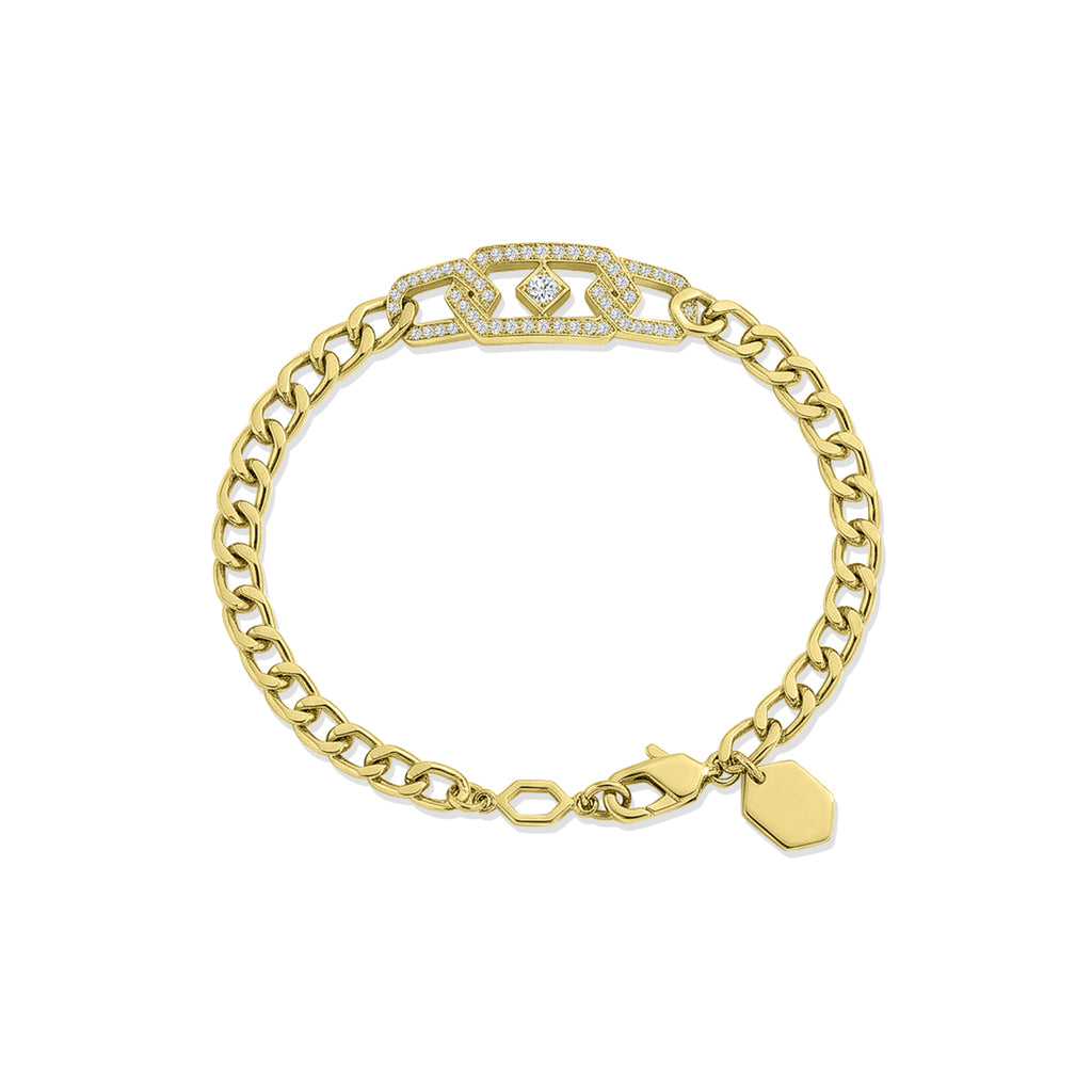 18KY 0.903 CTW DIAMOND ALIBI BRACELET (62RD-0.73,1PC-0.18)