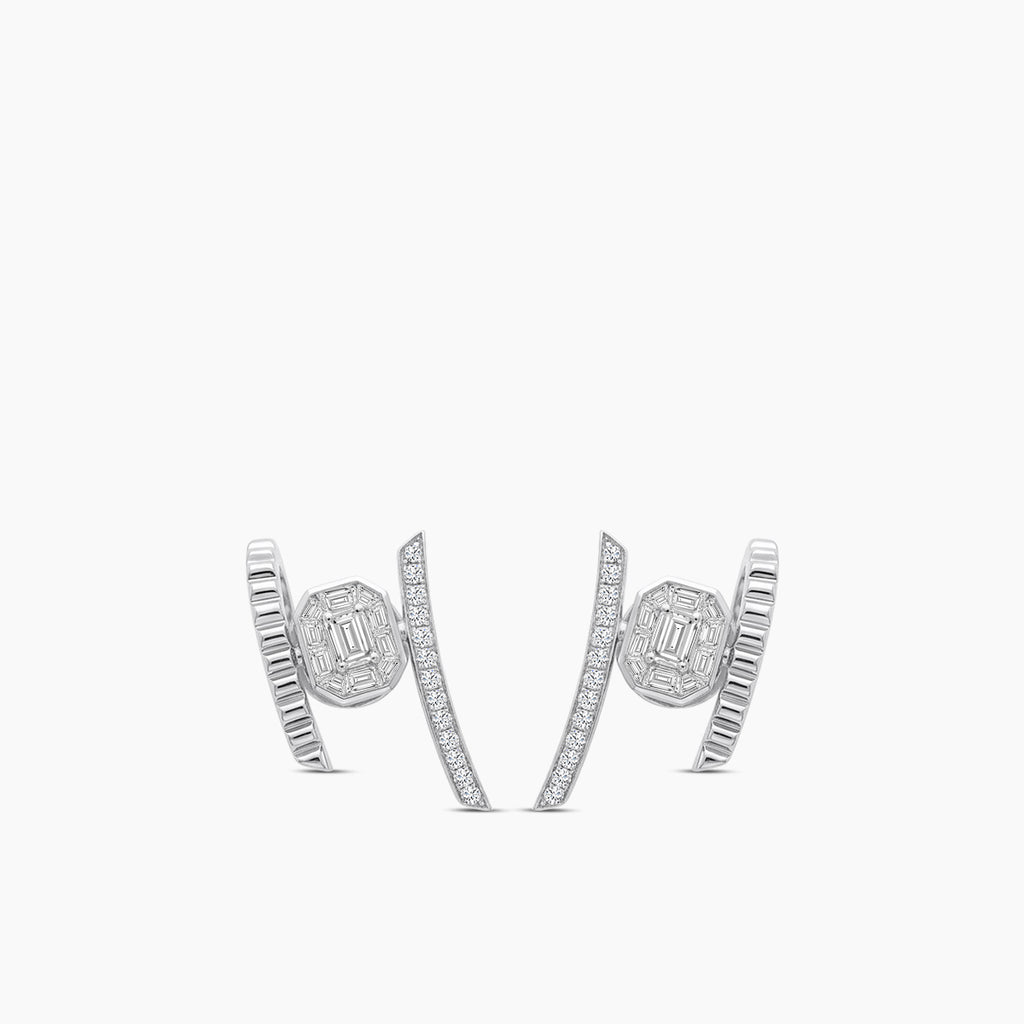 18KW 1.502 CTW DIAMOND DECO EARRINGS