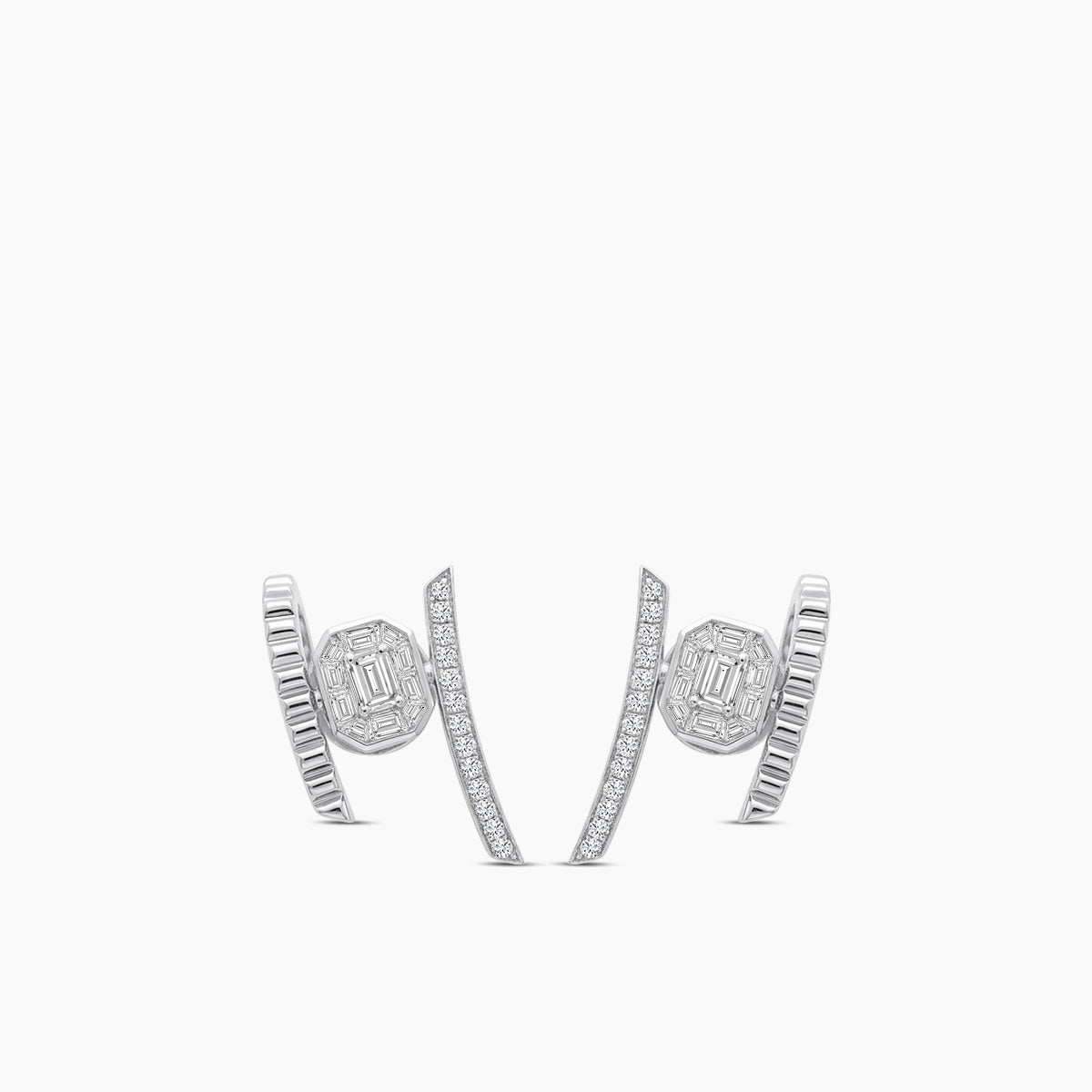 18KW 1.502 CTW DIAMOND DECO EARRINGS