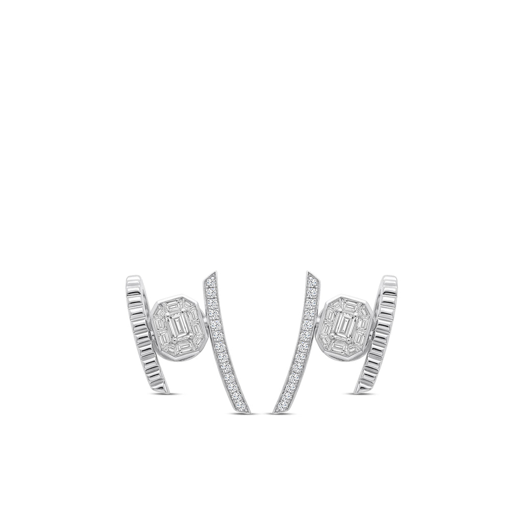 18KW 1.502 CTW DIAMOND DECO EARRINGS