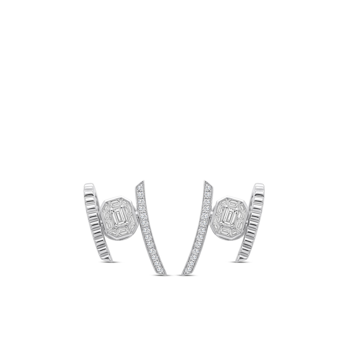 18KW 1.502 CTW DIAMOND DECO EARRINGS