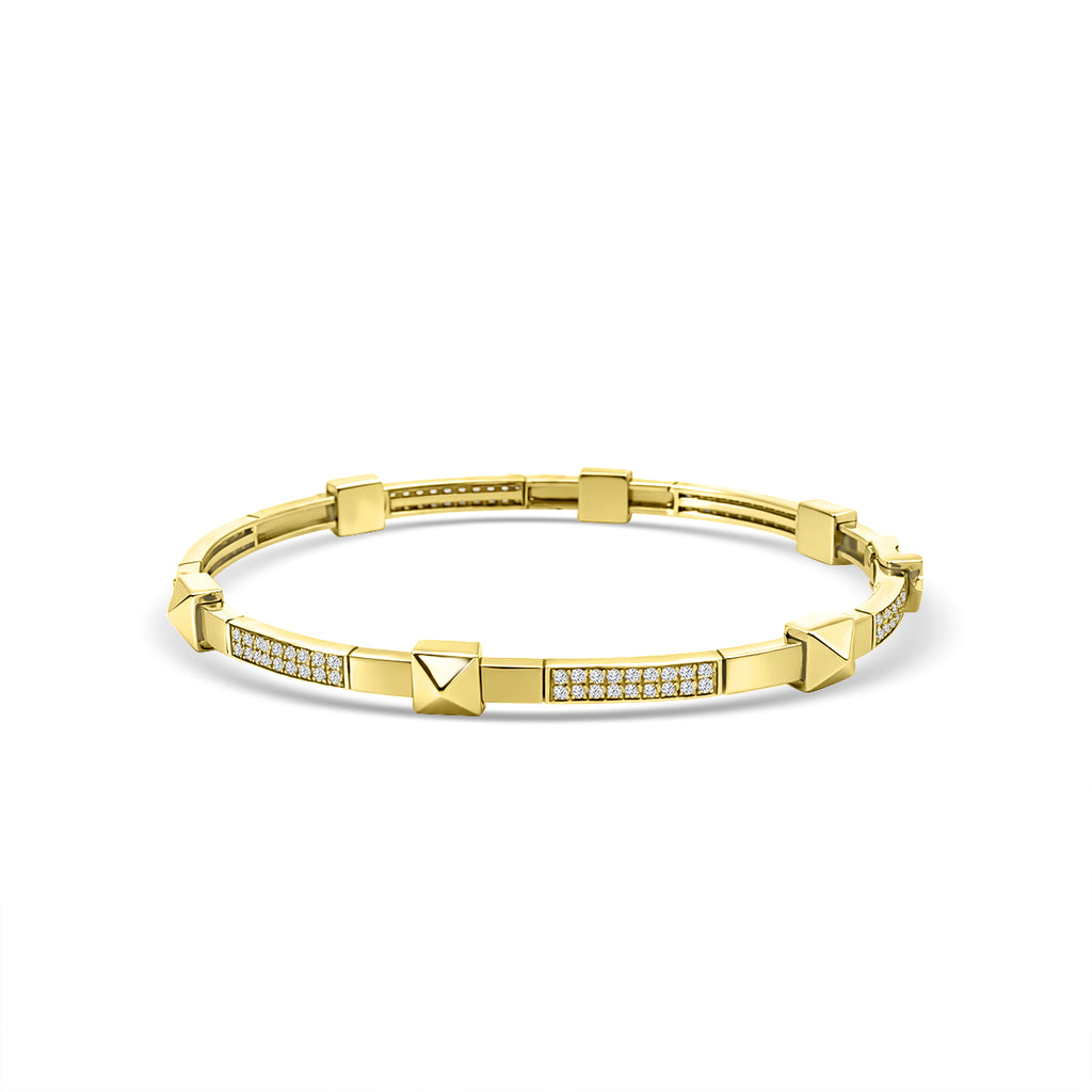 18KY 0.812 CTW DIAMOND PYRAMID BANGLE