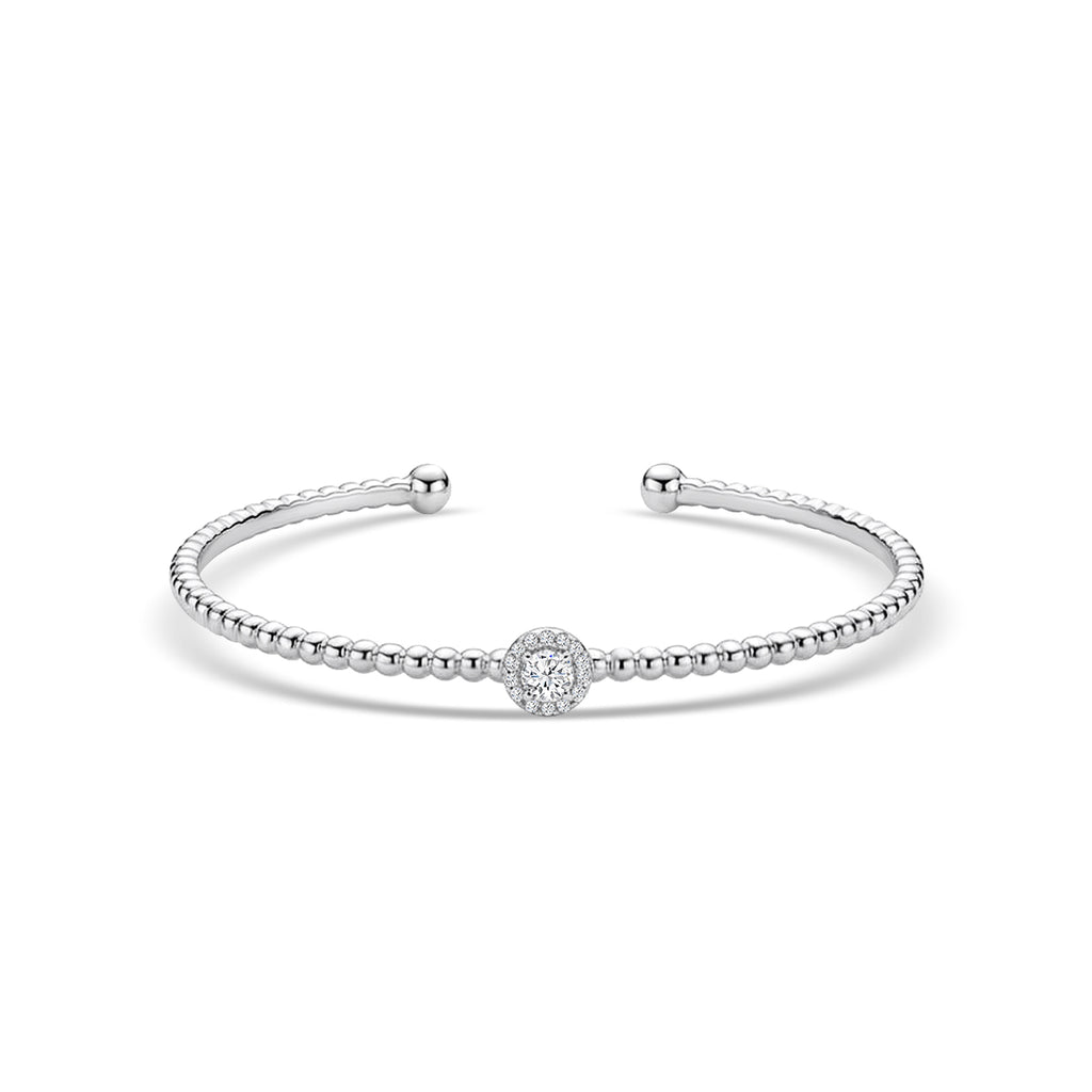 18KW 0.289 CTW DIAMOND ROCK BANGLE (16RD-0.04,1RD-0.25)