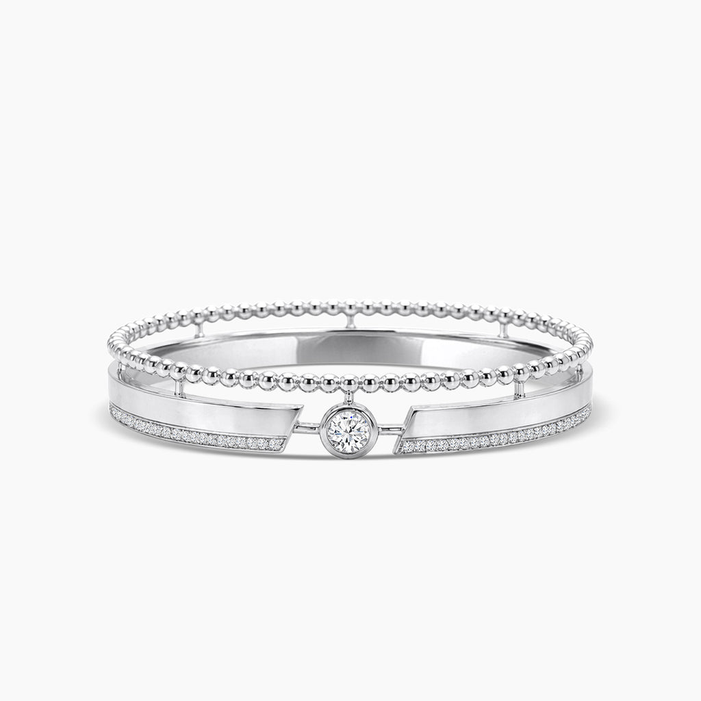 18KW 0.582 CTW DIAMOND ROCK BANGLE (74RD-0.36,1RD-0.22)