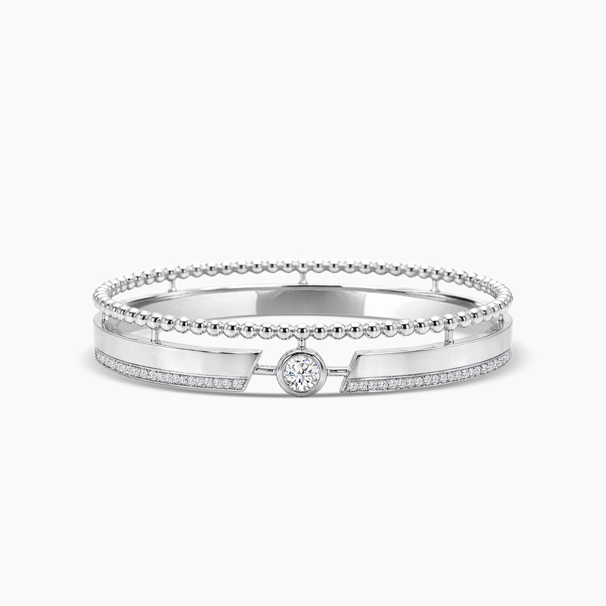 18KW 0.582 CTW DIAMOND ROCK BANGLE (74RD-0.36,1RD-0.22)