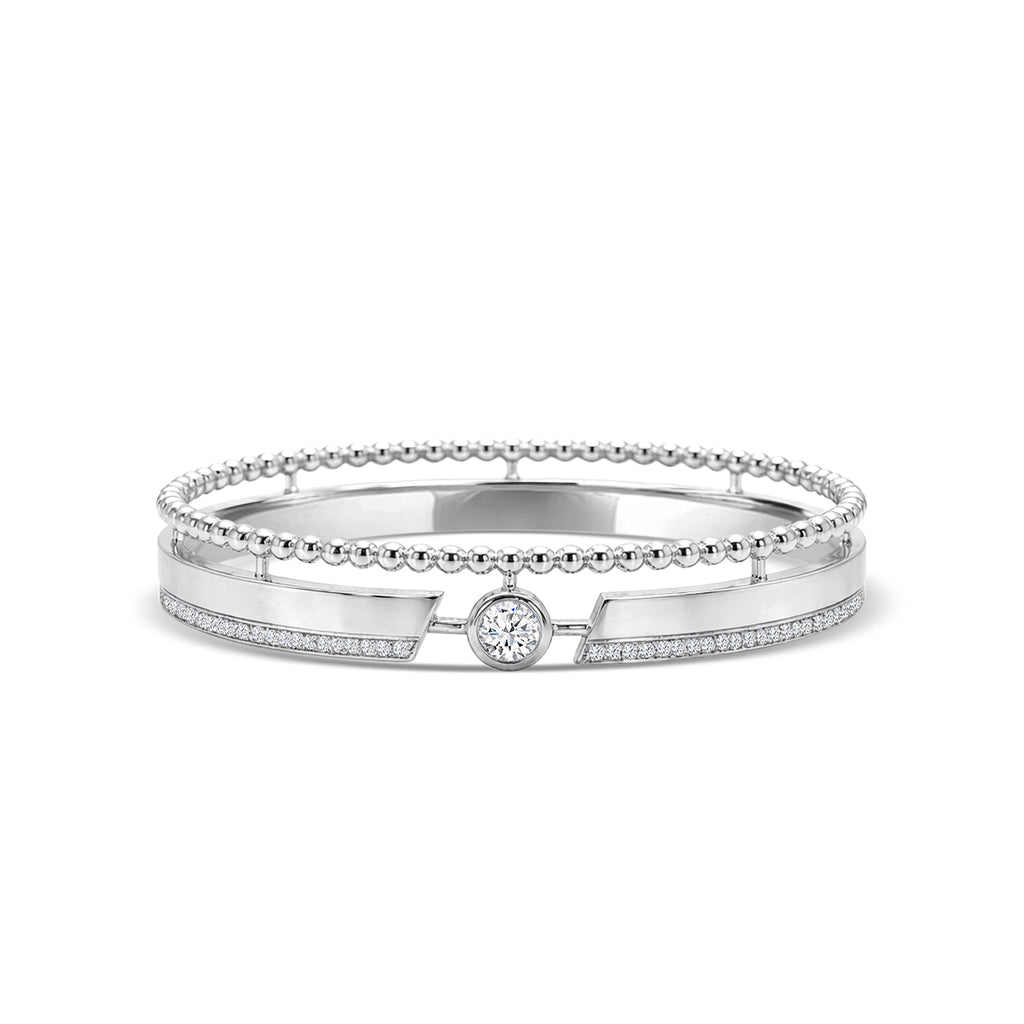 18KW 0.582 CTW DIAMOND ROCK BANGLE (74RD-0.36,1RD-0.22)