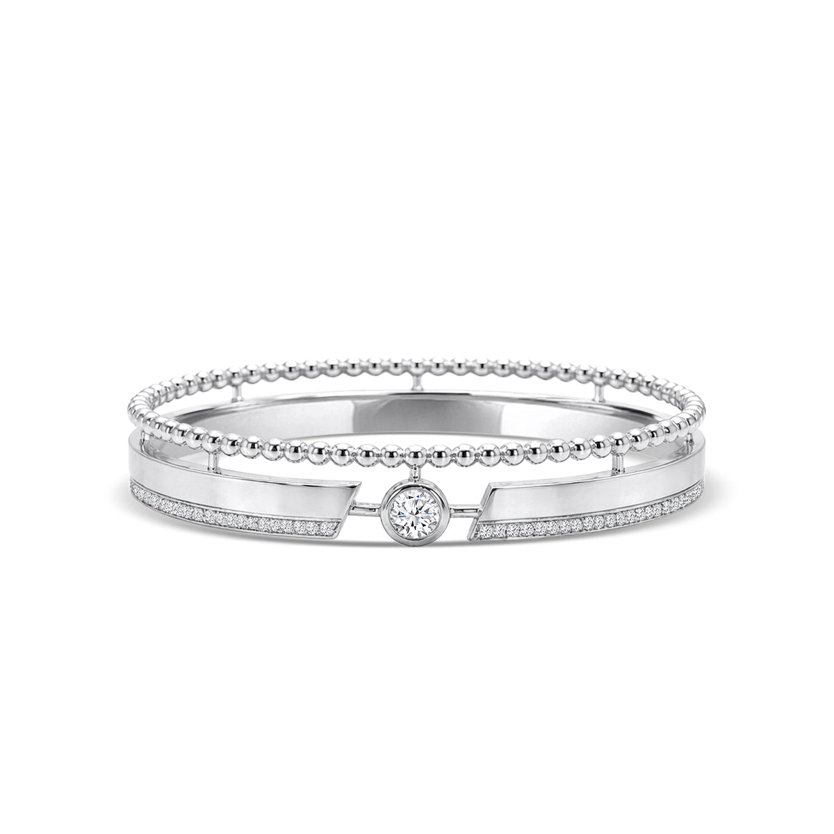 18KW 0.582 CTW DIAMOND ROCK BANGLE (74RD-0.36,1RD-0.22)