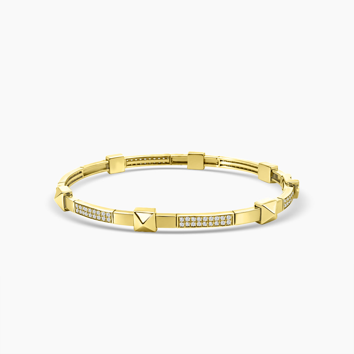 18KY 0.865 CTW DIAMOND PYRAMID BANGLE