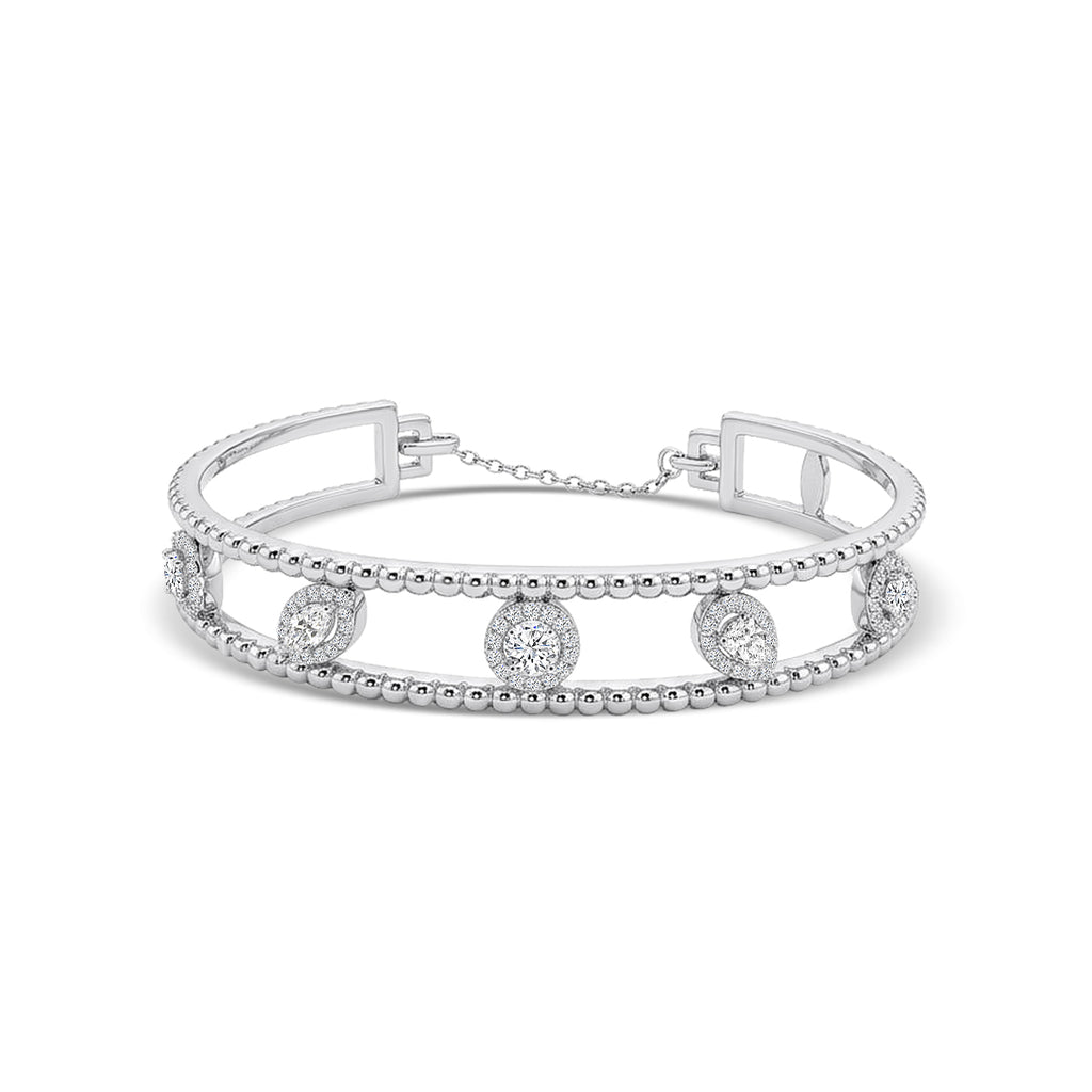 18KW 0.795 CTW DIAMOND ROCK BANGLE (72RD-0.23,RD-0.11,PS-0.10,PC-0.14,OV-014,MQ-0.08)