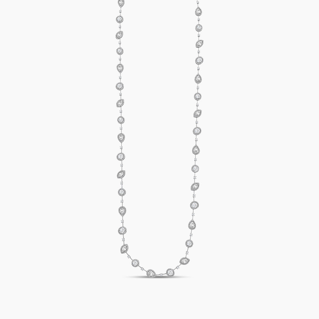 18KW 7.724 CTW DIAMOND ROCK NECKLACE (643RD-4.00,10PR-1.03,10OV-0.94,9MQ-0.73,RD1.0)